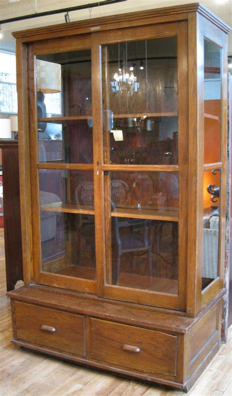 antique oak  glass display cabinet  stdibs