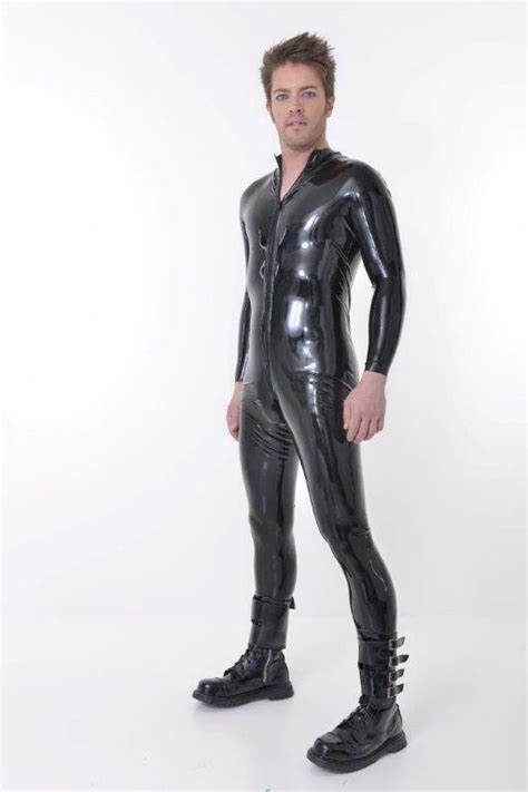 rubber latex mens zip catsuit black or red r408 second skin fetish £259 ebay