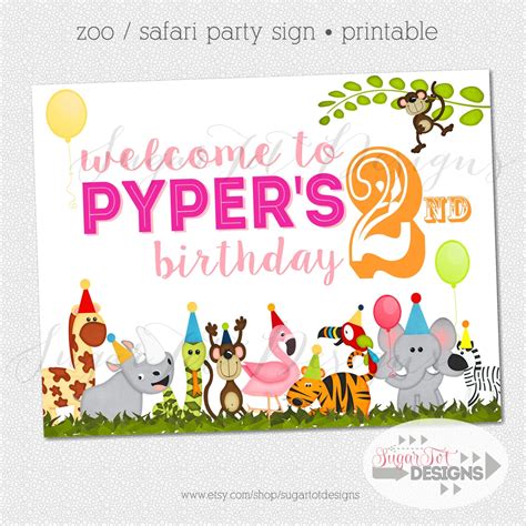 printable safari party sign zoo birthday party sign wild