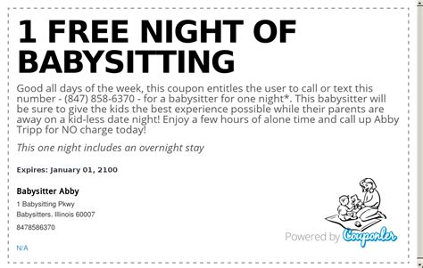 printable date night babysitting coupon