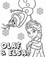 Elsa Coloring Olaf Frozen Snowman Color Princess Sheet Movie Print sketch template