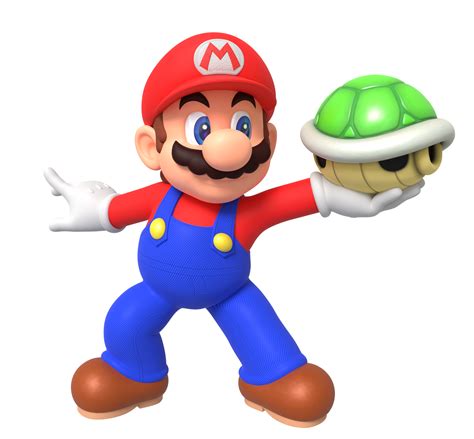 mario holding shell render  nintega dario  deviantart