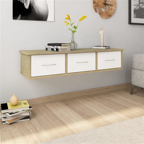 otviap wall mounted drawer shelf white  sonoma oak xx chipboard walmartcom