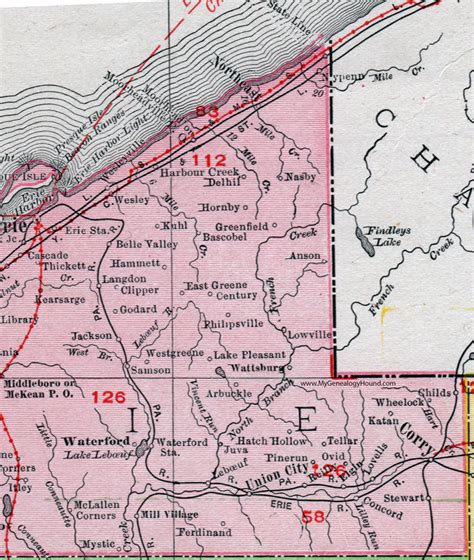 erie county pennsylvania  map  rand mcnally corry union city pa