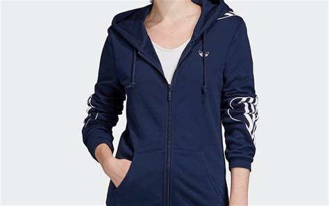 adidas originals full zip hoodie dames blauw dames fitnesschicknl