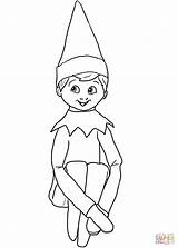 Coloring Elf Shelf Christmas Pages Printable Drawing sketch template