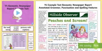 recounts newspaper report  text genre wagoll