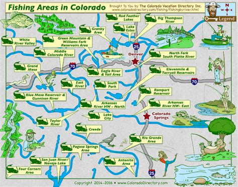 colorado fishing map lakes rivers  vacation directory