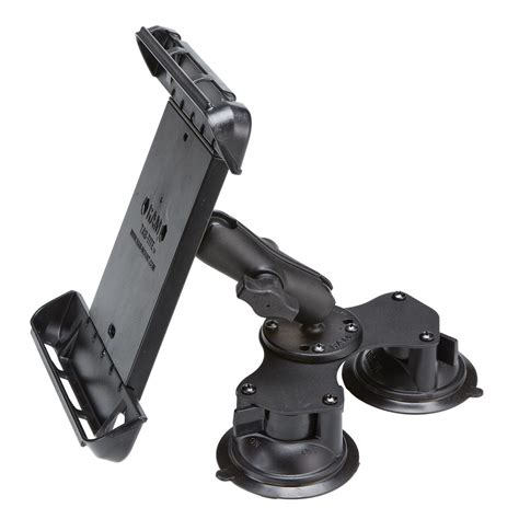ram double suction cup mount kit  spring loaded  ipad cradle ipad iphone android