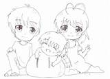 Family Anime Sketch Chibi Coloring Pages Clannad Template Dango Deviantart Kitsune sketch template