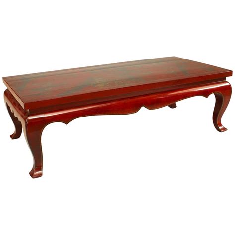 asian chinese style red lacquered coffee table for sale at 1stdibs