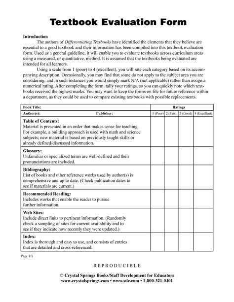 evaluation form