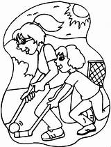 Hockey Field Girls Coloring Two Playing Drawings Ice sketch template