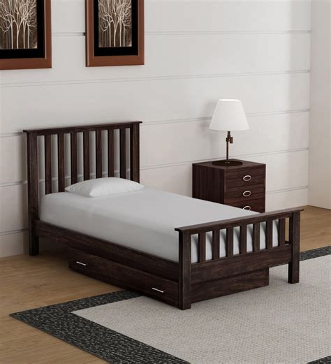 buy abbey solid wood single bed  drawer storage  warm chestnut