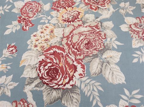 oilcloth fabric exclusive shabby chic floral design duck egg blue