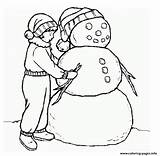 Coloring Snowman Making 499c Printables Winter Pages Printable sketch template