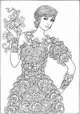 Coloring Adult Pages Fashion Book Dover Publications Books People Sheets Adults Colouring Color Doverpublications Visit Faces sketch template