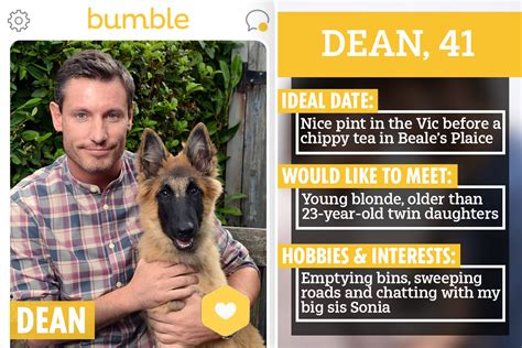eastenders dean gaffney tries his luck on dating app bumble after