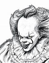 Pennywise Halloween Horror Horreur Clowns Malen Messy Dibujo Dessins Desenhos Chucky Imprimer Terror Wise Payasos Idées Tueur Ausmalbild Portrait Matita sketch template
