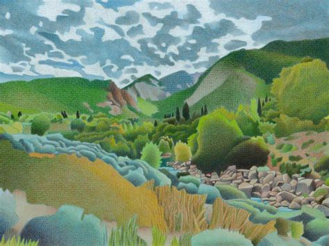 miller  twitter western landscape colored pencil drawing