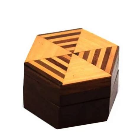 hexagonal handmade natural design wooden box  rs piece  nagina