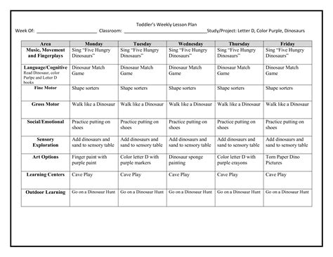printable daily lesson plan template   sample weekly lesson