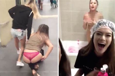 Naked Babe Sprayed With Paint By Pals And Stripped In