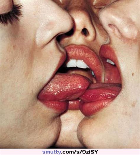 menageatrois threesome kiss lips hot lesbian softcore kissable