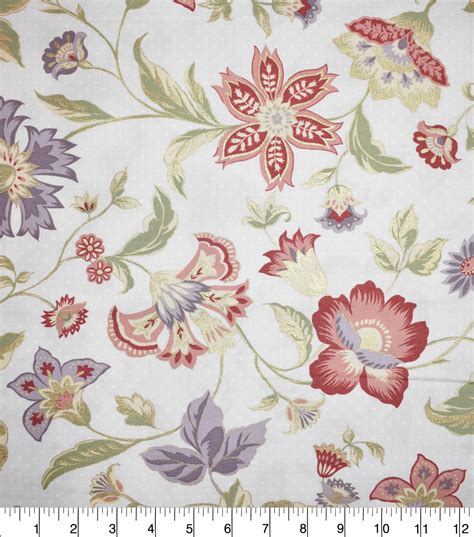 premium cotton fabric jacobean floral dot  cream joann