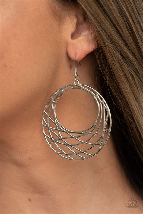 Paparazzi Earring ~ Urban Lineup Silver Paparazzi Jewelry Online