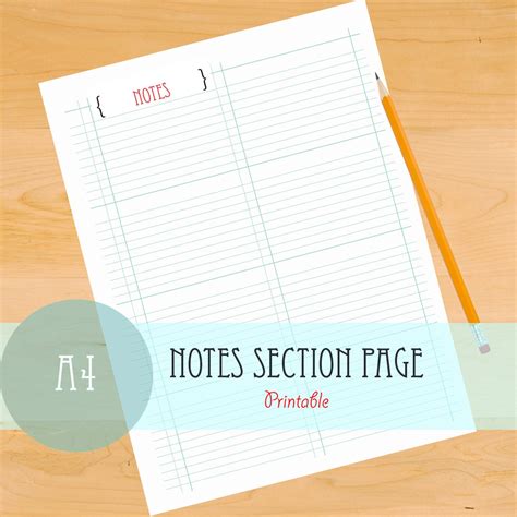 section notes page printable