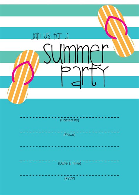 Summer Party Invitation Free Printable Free Party Invitation