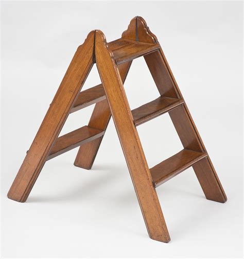 mahogany double sided folding step ladder circa   ladder
