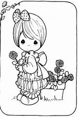 Precious Moments Coloring Pages Girl Flower Drawing Color Drawings Spring Girls Kids Childcoloring Paint Colouring sketch template