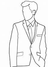 Drawing Suit Man Outline Tuxedo Simple Coloring Guy Drawings Getdrawings sketch template