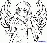 Angel Anime Girl Drawing Draw Step Easy Drawings Coloring Pages Sketch Manga Choose Board Template sketch template