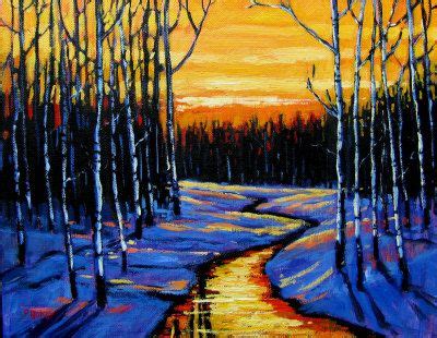 sunset  sawkill creek winter art lesson art winter art