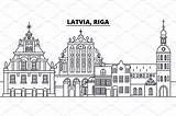 Riga Latvia Cityscape sketch template