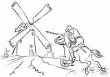 Quixote Windmills Tilting Quijote Kichot Chisciotte Vento Viento Mulini Supercoloring Kolorowanka Luchando Drukuj sketch template