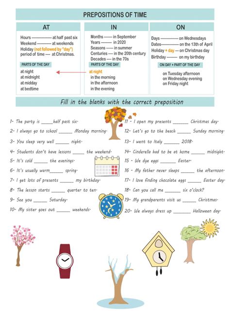 prepositions  time   worksheet