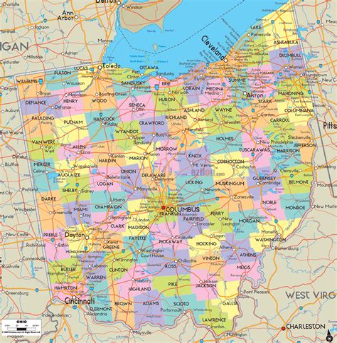 map  ohio state usa ezilon maps