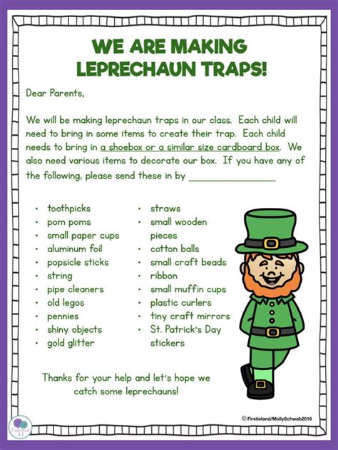 printable leprechaun trap notes
