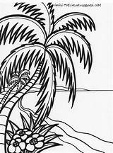 Coloring Pages Beach Thecoloringbarn Island Tropical Color Adult Summer Palm sketch template