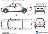 Mitsubishi L200 Cab Bed Double Template Long Club Standard Vector Preview Templates Cars sketch template