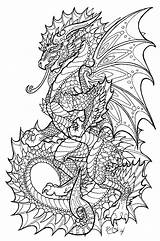 Colouring Pages Dragon Coloring Adults Dragons Printable Drawing Deviantart Adult sketch template