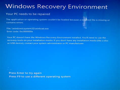 windows 8 fails to boot after configuring hyper v virtual switch missing winload exe
