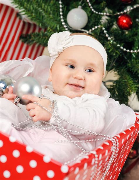 christmas baby girl stock image image  child celebration