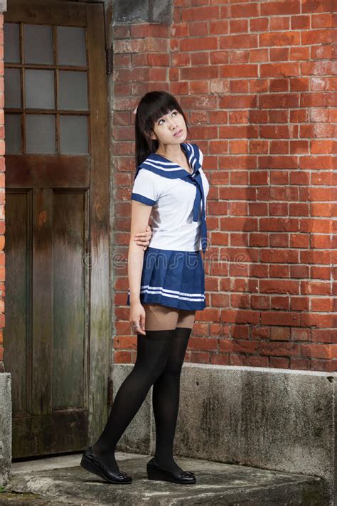 asian schoolgirl standing in front of school stock image image of people highschool 39188525