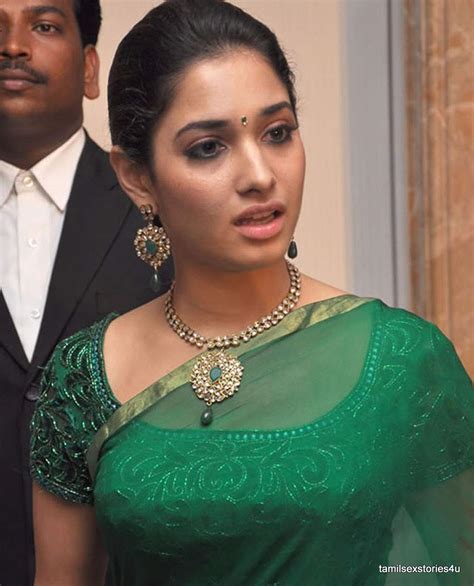 hot glamour queen tamanna in green saree