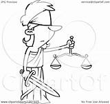 Justice Lady Scales Illustration Sword Coloring Blindfolded Cartoon Clipart Vector Royalty Pages Drawing Toonaday Courtroom Gavel Judges Getcolorings Getdrawings Ron sketch template